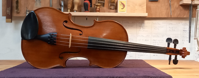 Violin lying on it's side